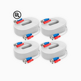 Paquete de 4 cables de alimentación de vídeo BNC todo en uno 100 % certificados por UL de 30 m/100 pies resistentes al fuego