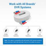 Paquete de 4 cables de alimentación de vídeo BNC todo en uno 100 % certificados por UL de 30 m/100 pies resistentes al fuego