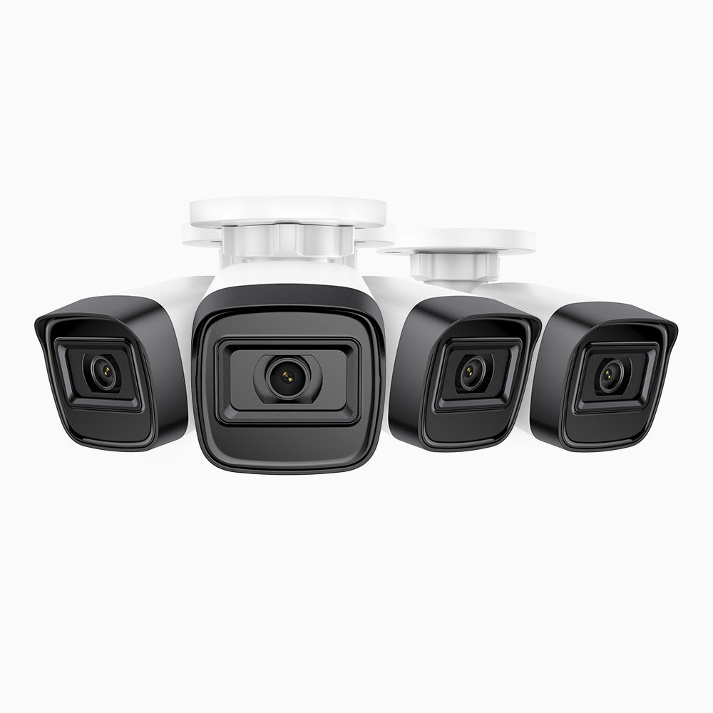 C300 - 4 X Cámara de vigilancia IP PoE exterior de 3MP, visión nocturna EXIR 2.0, detección de movimiento, H.265+, impermeabilidad IP67