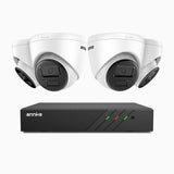H300 - Kit de 4 cámaras de vigilancia PoE de 3MP con videograbador NVR de 8 canales, visión nocturna EXIR 2.0, detección de movimiento, H.265+, impermeabilidad IP67