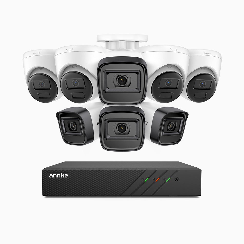 H300 - Kit de vigilancia PoE de 3MP con 4 cámaras bullet y 4 cámaras domo y videograbador NVR de 8 canales,visión nocturna EXIR 2.0, detección de movimiento, H.265+, impermeabilidad IP67
